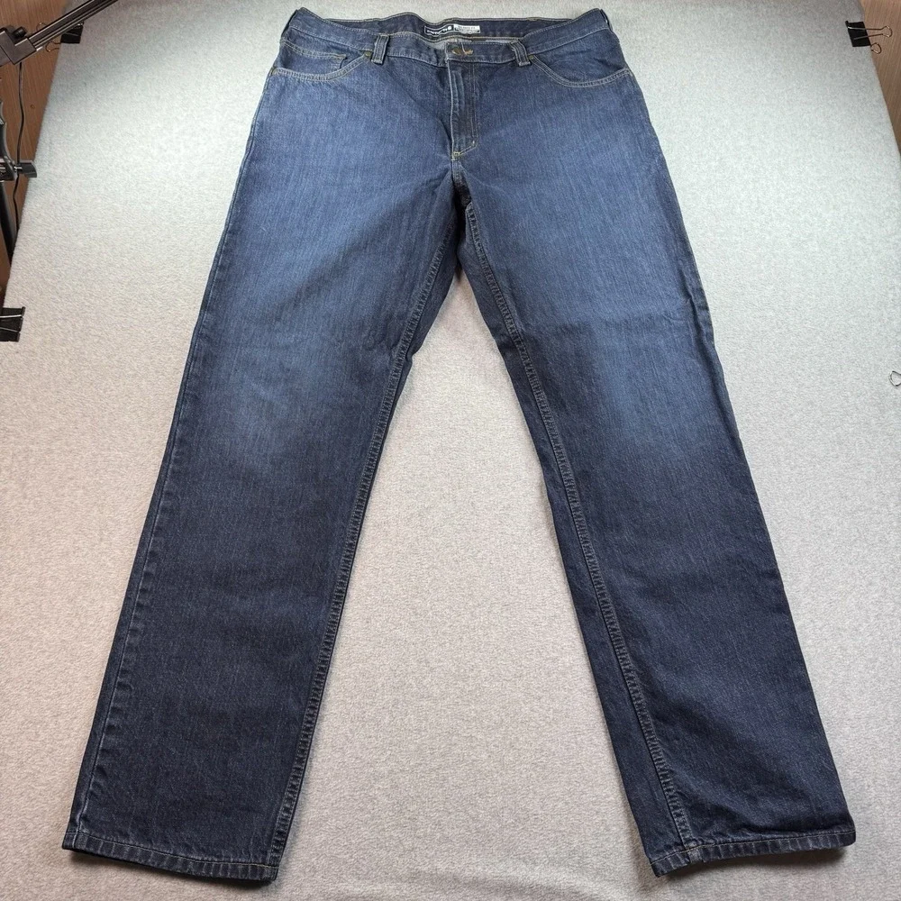 CARHARTT RELAXED FIT MENS DARK WASH BLUE DENIM JEANS SZ 38X34 BD5119-M EUC